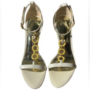 Guess by Marciano Gwleanna White & Gold Sandals High Heels Size 6